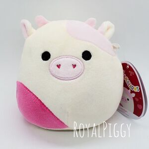 4.5" Squishmallow Caedyn the pink cow Valentine's Day KellyToy Plush NEW
